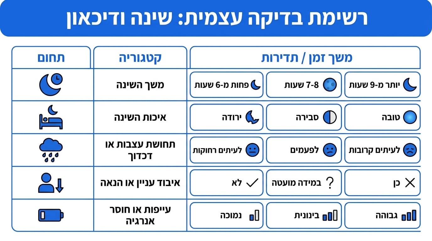 מדדים ובדיקות עצמיות לזיהוי מתי נדרש בירור מקצועי מעמיק עבור דיכאון ושינה