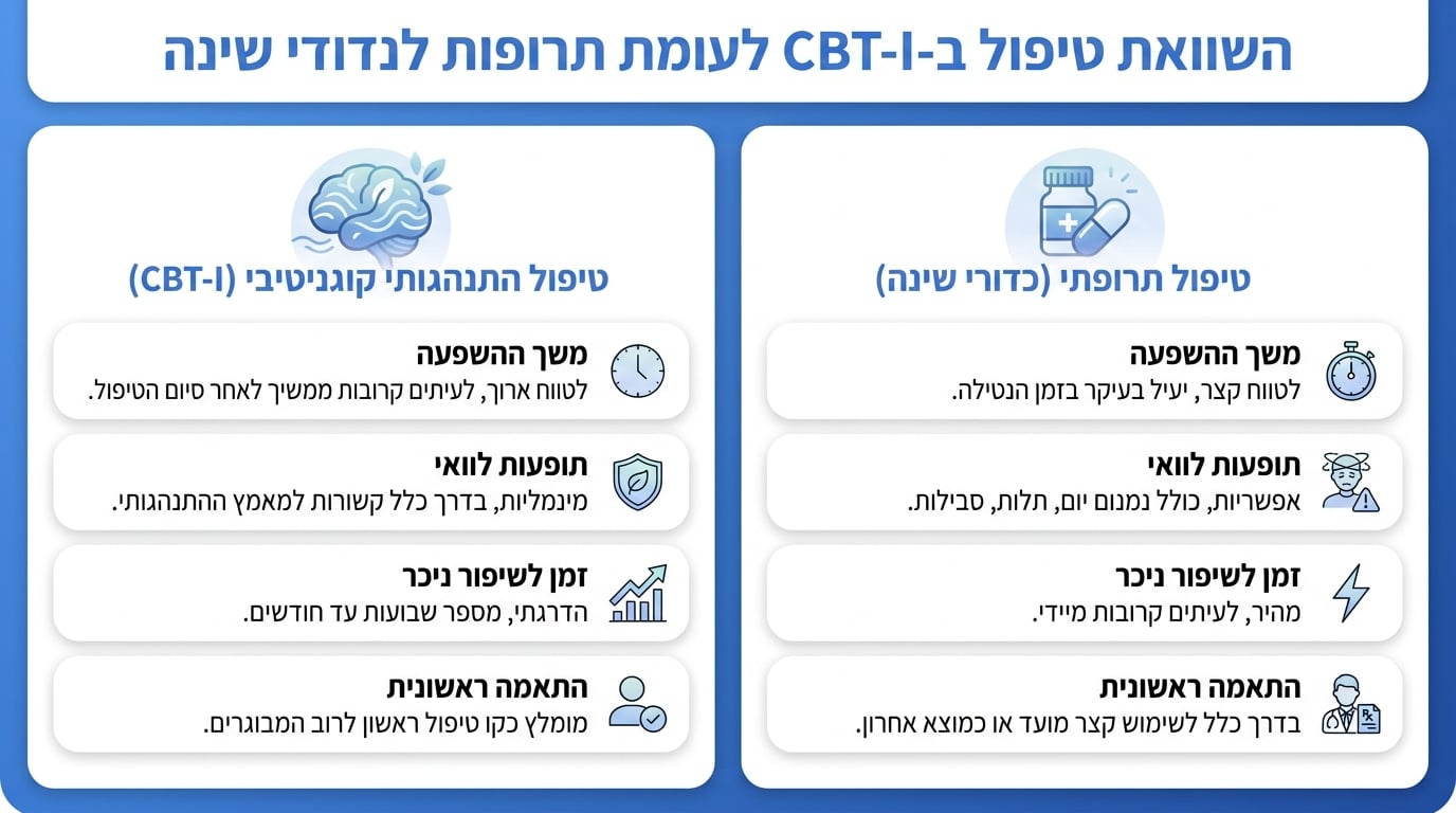 השוואה בין כדורי שינה לטיפול CBT-I לנדודי שינה — יתרונות וחסרונות