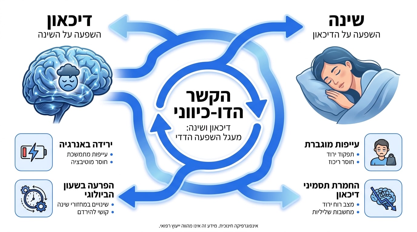 הבנת המנגנונים שבגינם דיכאון גורם לשינה מרובה - גוף ונפש בדיכאון